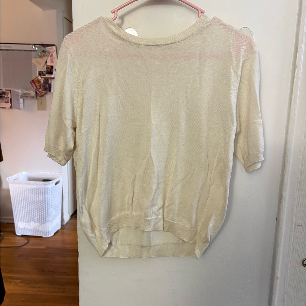 Cream Short Sleeve Sweater